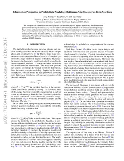Information Perspective to Probabilistic Modeling: Boltzmann Machines
  versus Born Machines