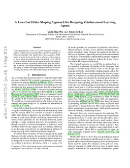 A Low-Cost Ethics Shaping Approach for Designing Reinforcement Learning
  Agents