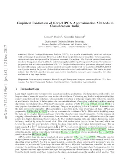 Empirical Evaluation of Kernel PCA Approximation Methods in
  Classification Tasks