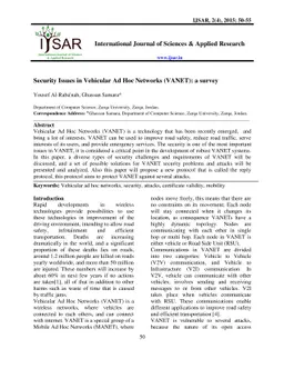 Security Issues in Vehicular Ad Hoc Networks (VANET): a survey