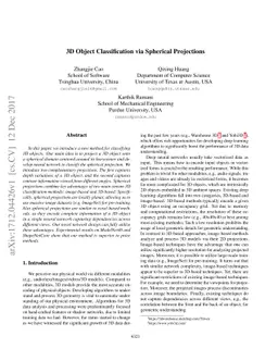 3D Object Classification via Spherical Projections