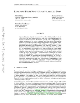 Learning From Noisy Singly-labeled Data