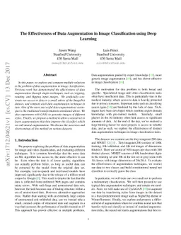 The Effectiveness of Data Augmentation in Image Classification using
  Deep Learning