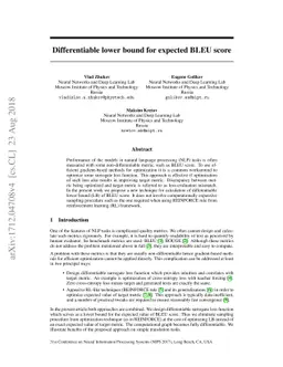 Differentiable lower bound for expected BLEU score