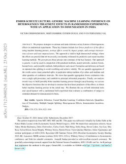 Fisher-Schultz Lecture: Generic Machine Learning Inference on
  Heterogenous Treatment Effects in Randomized Experiments, with an Application
  to Immunization in India