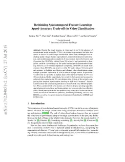 Rethinking Spatiotemporal Feature Learning: Speed-Accuracy Trade-offs in
  Video Classification