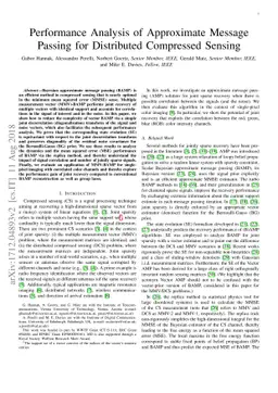 Performance Analysis of Approximate Message Passing for Distributed
  Compressed Sensing