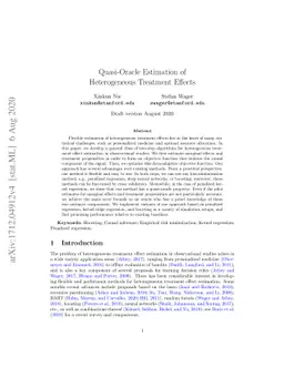 Quasi-Oracle Estimation of Heterogeneous Treatment Effects