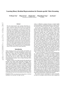 Learning Binary Residual Representations for Domain-specific Video
  Streaming