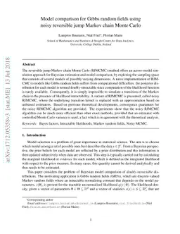 Model comparison for Gibbs random fields using noisy reversible jump
  Markov chain Monte Carlo
