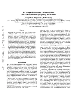 RAN4IQA: Restorative Adversarial Nets for No-Reference Image Quality
  Assessment