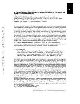 A Game-Theoretic Taxonomy and Survey of Defensive Deception for
  Cybersecurity and Privacy