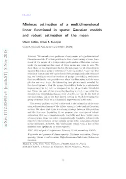 Minimax estimation of a p-dimensional linear functional in sparse
  Gaussian models and robust estimation of the mean