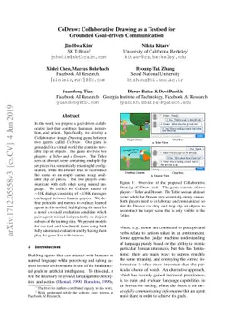 CoDraw: Collaborative Drawing as a Testbed for Grounded Goal-driven
  Communication