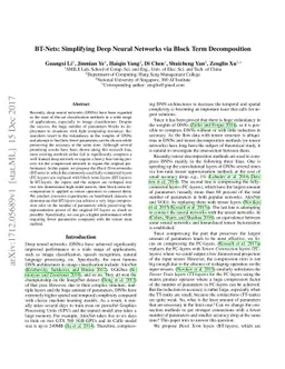 BT-Nets: Simplifying Deep Neural Networks via Block Term Decomposition