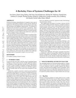 A Berkeley View of Systems Challenges for AI