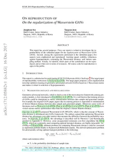 On reproduction of On the regularization of Wasserstein GANs