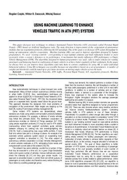 Using Machine Learning to Enhance Vehicles Traffic in ATN (PRT) Systems