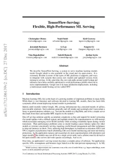 TensorFlow-Serving: Flexible, High-Performance ML Serving