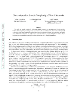 Size-Independent Sample Complexity of Neural Networks