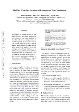 HotFlip: White-Box Adversarial Examples for Text Classification