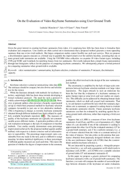 On the Evaluation of Video Keyframe Summaries using User Ground Truth