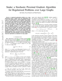 Snake: a Stochastic Proximal Gradient Algorithm for Regularized Problems
  over Large Graphs