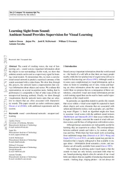 Learning Sight from Sound: Ambient Sound Provides Supervision for Visual
  Learning