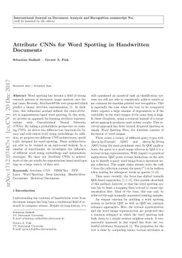 Attribute CNNs for Word Spotting in Handwritten Documents