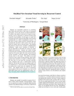 Sim2Real View Invariant Visual Servoing by Recurrent Control
