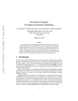 Geometrical Insights for Implicit Generative Modeling