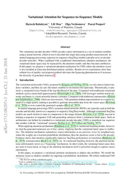 Variational Attention for Sequence-to-Sequence Models