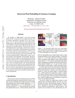 Recurrent Pixel Embedding for Instance Grouping