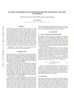 On Using Backpropagation for Speech Texture Generation and Voice
  Conversion
