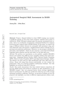 Automated Surgical Skill Assessment in RMIS Training