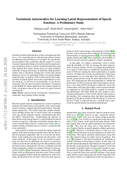 Variational Autoencoders for Learning Latent Representations of Speech
  Emotion: A Preliminary Study
