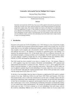 Generative Adversarial Nets for Multiple Text Corpora