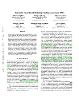 Actionable Email Intent Modeling with Reparametrized RNNs