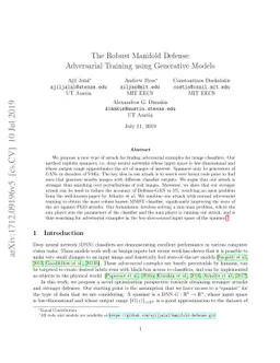 The Robust Manifold Defense: Adversarial Training using Generative
  Models