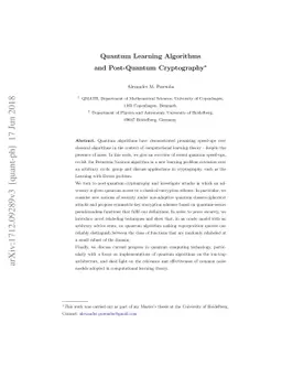 Quantum Learning Algorithms and Post-Quantum Cryptography