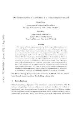 On the estimation of correlation in a binary sequence model