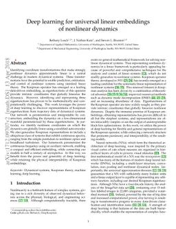Deep learning for universal linear embeddings of nonlinear dynamics