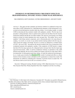 Estimation and Inference on Heterogeneous Treatment Effects in
  High-Dimensional Dynamic Panels under Weak Dependence