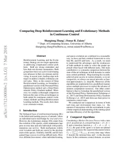 Comparing Deep Reinforcement Learning and Evolutionary Methods in
  Continuous Control