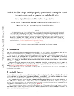 Paris-Lille-3D: a large and high-quality ground truth urban point cloud
  dataset for automatic segmentation and classification