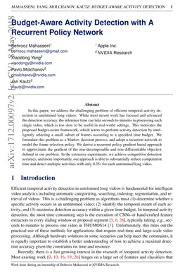 Budget-Aware Activity Detection with A Recurrent Policy Network
