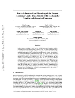 Towards Personalized Modeling of the Female Hormonal Cycle: Experiments
  with Mechanistic Models and Gaussian Processes