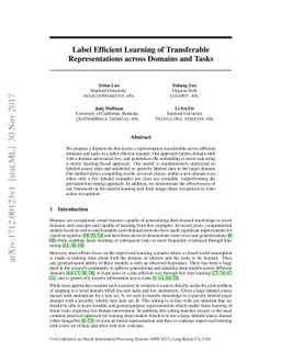 Label Efficient Learning of Transferable Representations across Domains
  and Tasks