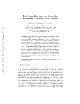 Text Generation Based on Generative Adversarial Nets with Latent
  Variable
