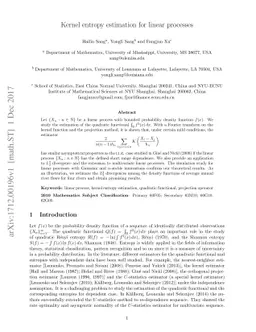 Kernel entropy estimation for linear processes